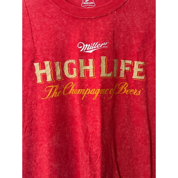 Miller High Life Mens Red Sleeveless Graphic T-Shirt The Champagne of Beers - Picture 3 of 7